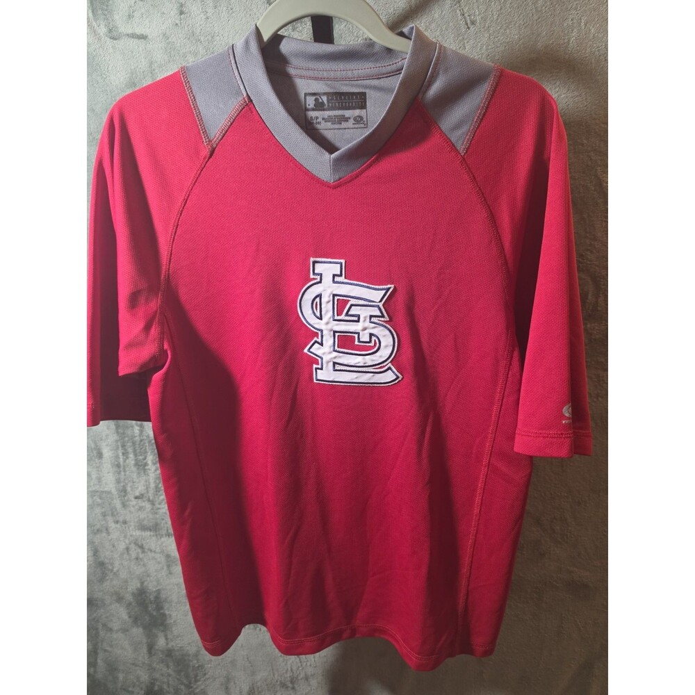 St. Louis Cardinals True Fan MLB Performance Shirt Red Gray Mens Small S